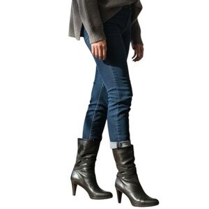 STUART WEITZMAN Black Belted Leather Boots
